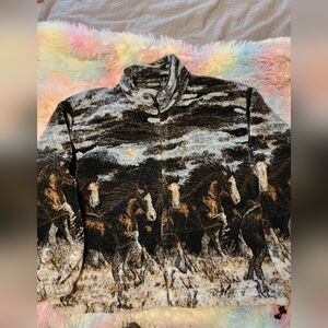 Rare vintage outback trading company fleece jacket horse print full zip XXL